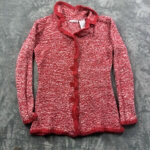 Mary-Kate And Ashley Girls XL Red Marled Knit Button Cardigan Sweater 14/16